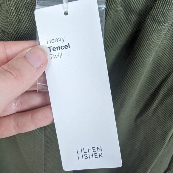 Eileen Fisher |  Olive Green Wide Leg Tencel Twill Pants Size 8 - Picture 7 of 9